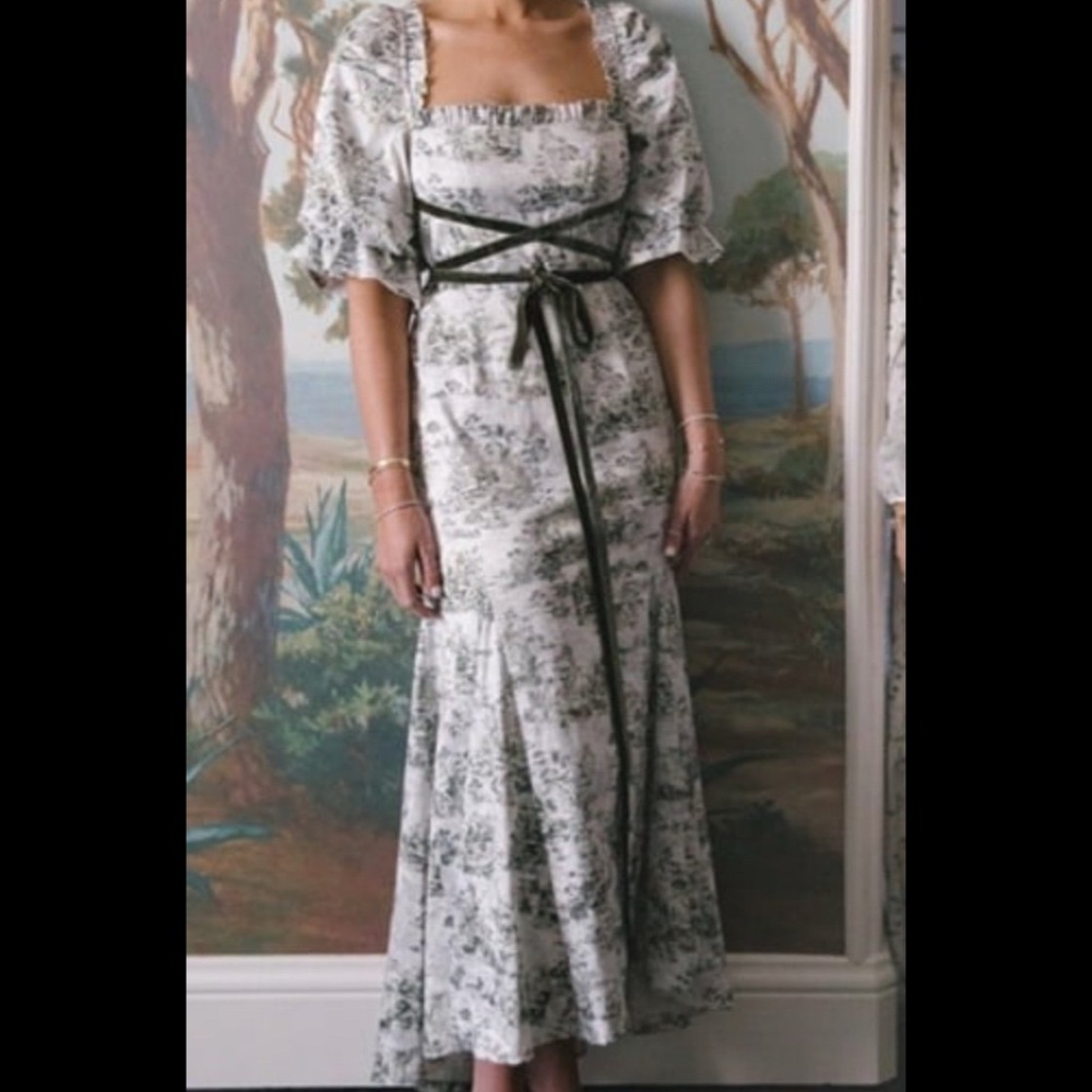 Antonio Melani x Nicola Bathie Stretch Jacquard Puff Sleeve Tea Gown Size 14